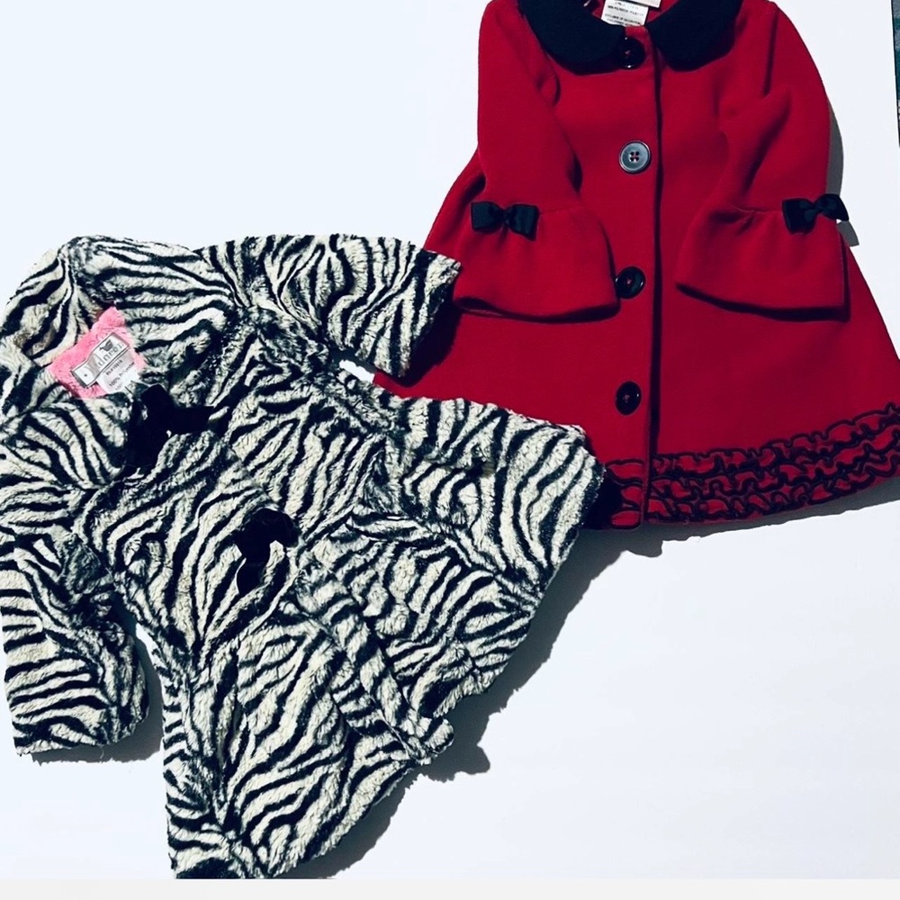 Babis 10-12 months Set of 2 Jacket coat Red / Leopard - Picture 2 of 5